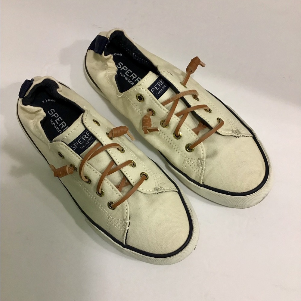 Sperry White Canvas Sneakers Sz 7 1/2